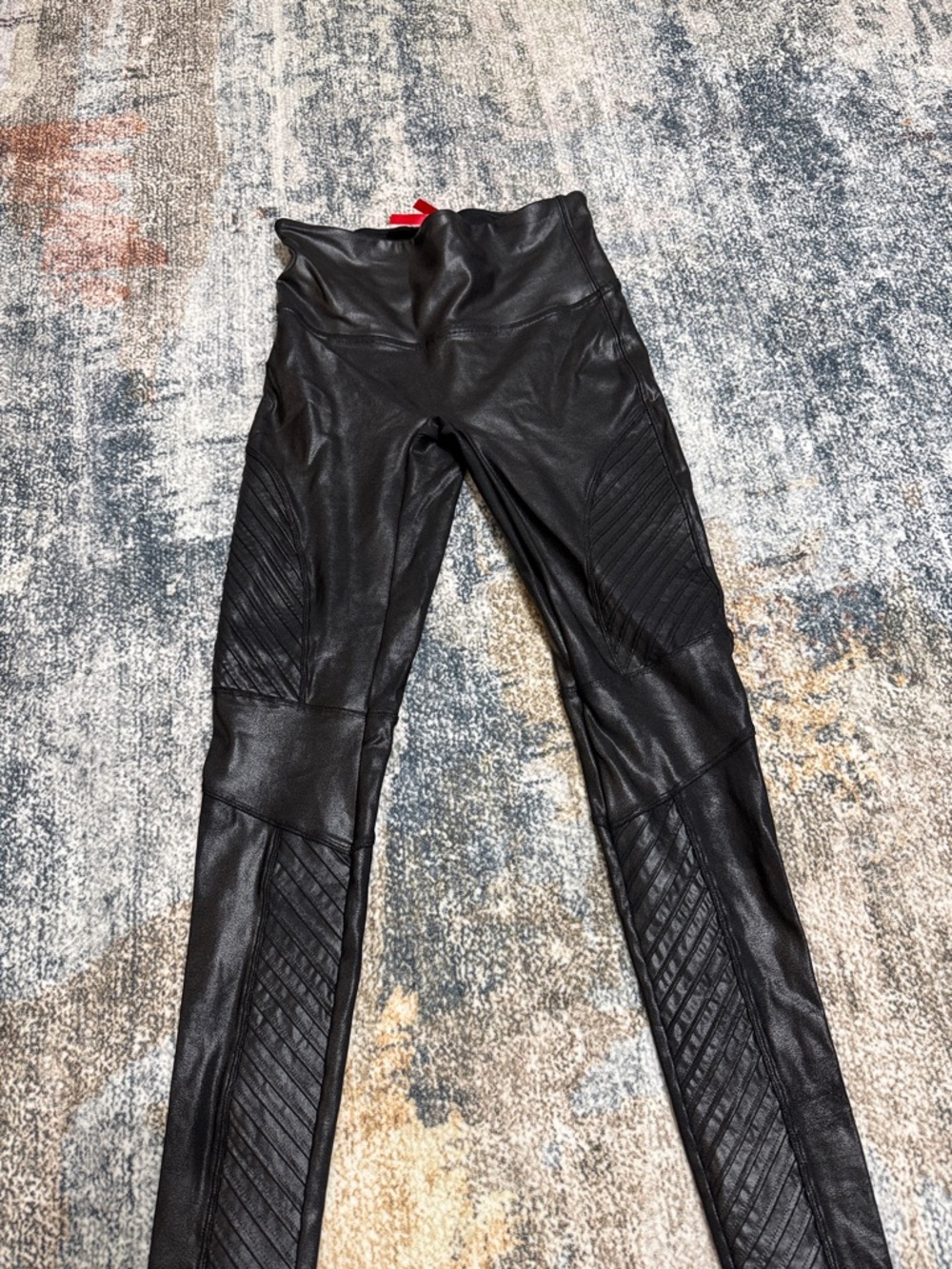 Spanx Black Faux Leather Moto Leggings